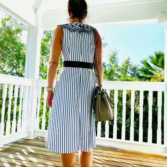 Draper James Stripe Ruffle Eyelet Dress EUC - Picture 9 of 10